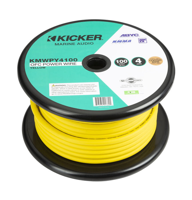 Kicker Marine 4 Gauge Tinned OFC Oxygen Free Copper Power/Ground Wire Yellow Lot
