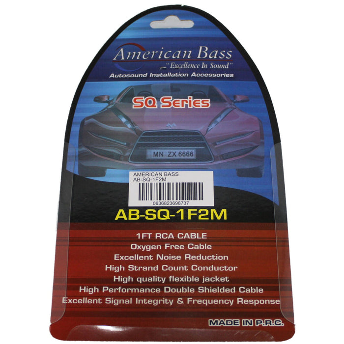 American Bass RCA Y Splitter 1 Female 2 Male OFC HQ Car Audio Noise Reduction
