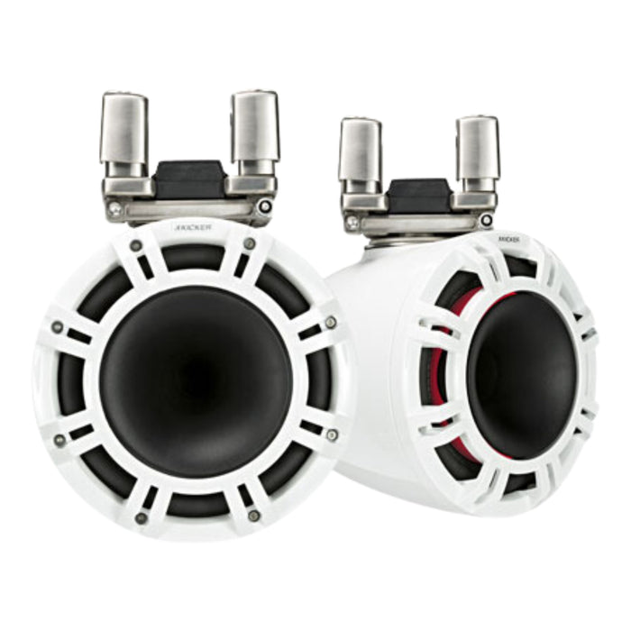 Kicker Pair of White 9" 600W HLCD Tower System Speakers w/ LED Grilles 44KMTC94
