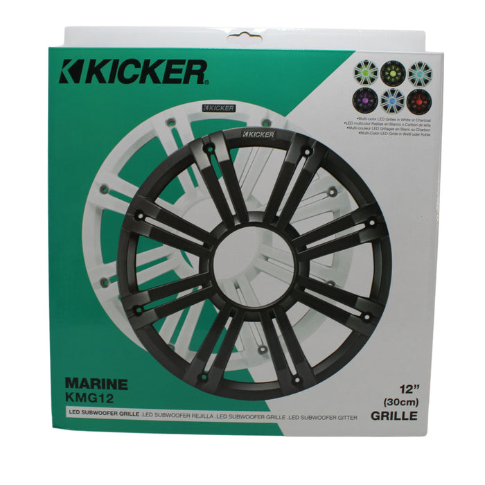 Kicker 12" Marine LED Subwoofer Grille for KM12 & KMF12 White 45KMG12W
