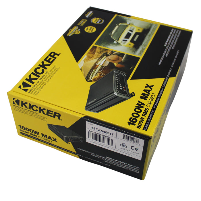 Kicker CX Series Monoblock Bass Amplifier Class D 1600W Peak 1 Ohm 46CXA8001T