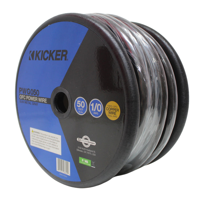 Kicker 1/0 AWG 100% Oxygen Free Copper OFC Gray Power/Ground Wire Lot
