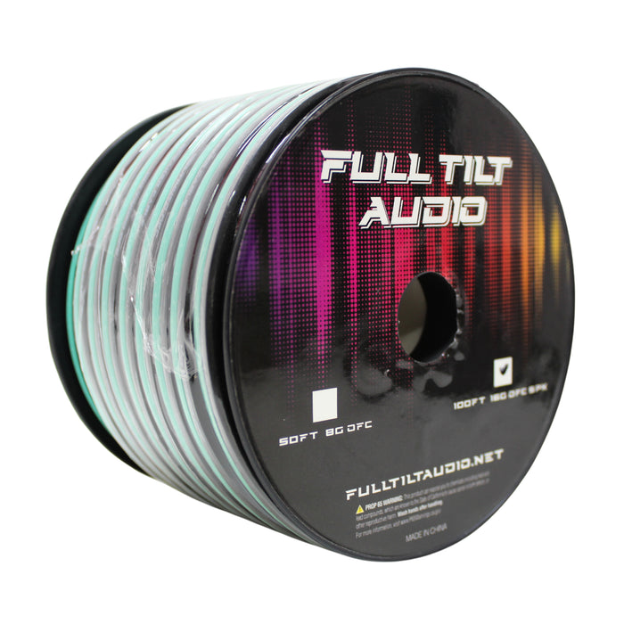 Full Tilt Audio 16GA Tinned Oxygen Free Copper Speaker Wire Sea Foam/Black Lot