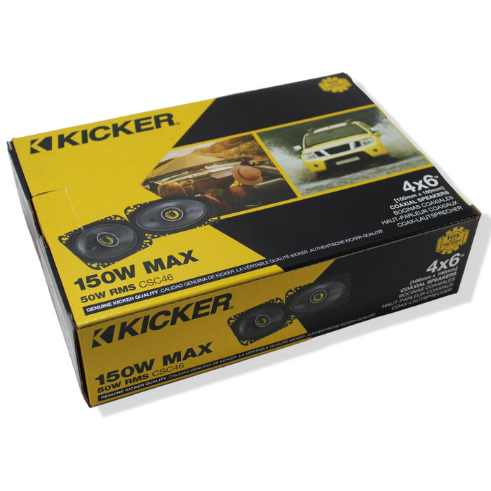 Kicker 4x6" Coaxial 2 Way Speakers 150W Peak 4 Ohm Car Audio Black 46CSC464