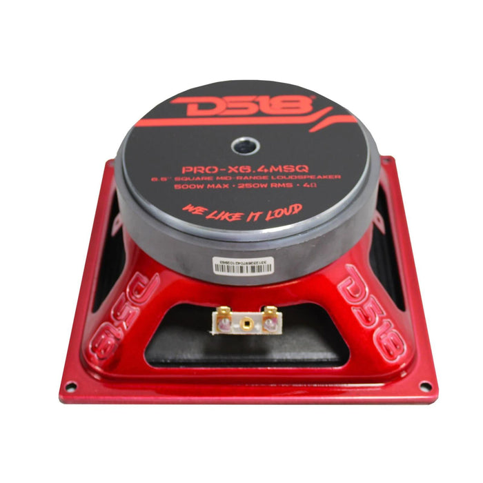 DS18 6.5" x 6.5" 500 Watt 4 Ohm Black Square Midrange Loudspeaker PRO-X6.4MSQ