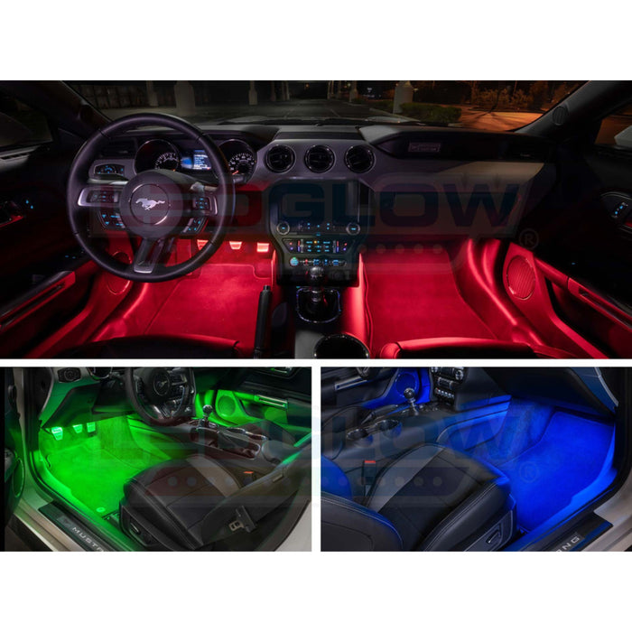 LEDGlow 4pc Million Color Bluetooth Interior Footwell Underdash LED Light Kit