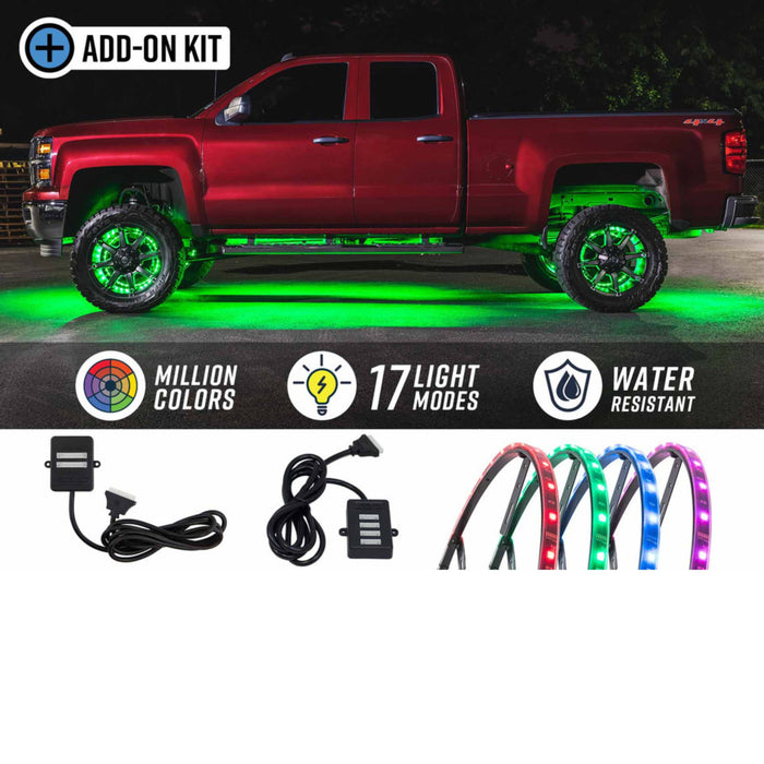 LEDGlow 4pc Million Color 17" Wheel Ring Lighting Add-On for Underbody Kits IP67