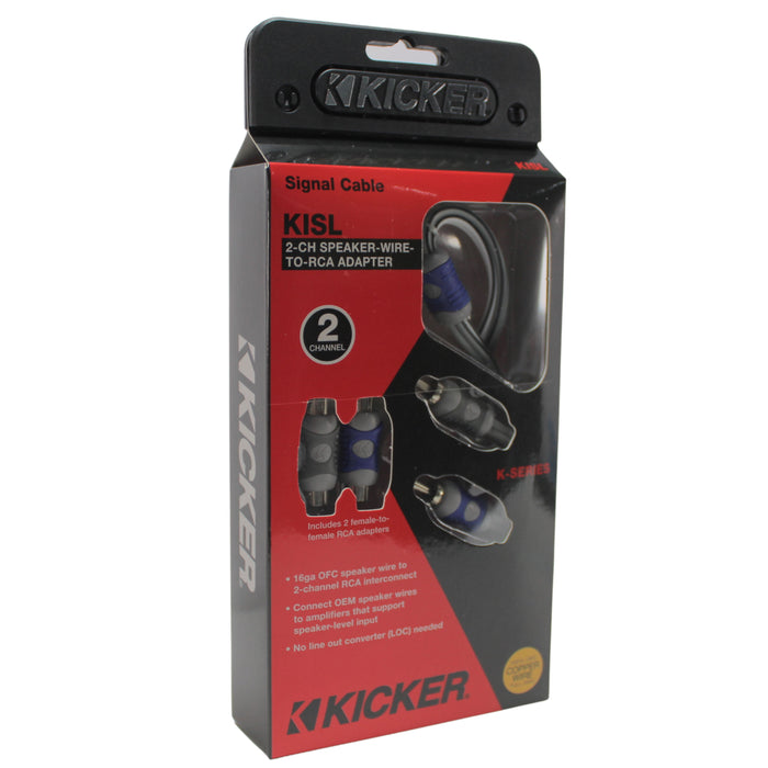 Kicker 2 Channel 16 GA OFC Speaker Wire to RCA Converter 46KISL