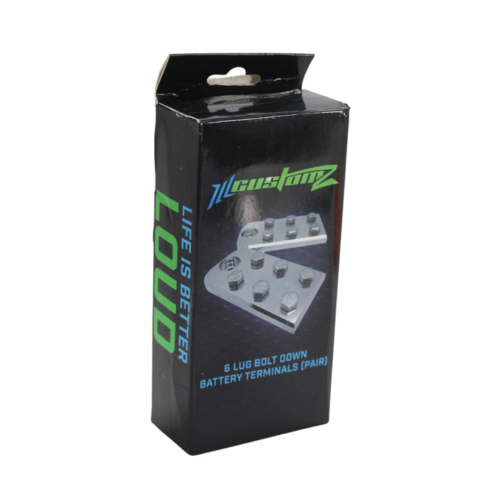 ILL Customz 6 Lug Style Aluminum Bolt Down Battery Terminals (Pair) 6-LUG-BD