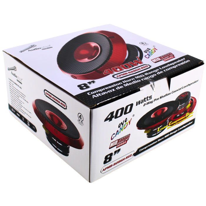 Audiopipe 8" 200W RMS 4 Ohm Red Eye Candy Compression Horn Midrange Coax Speaker