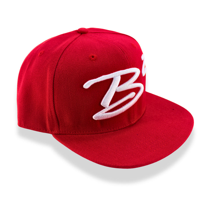 B2 Audio Red Flex-Fit Snapback Classic, Flat-Bill Hat with "B2" Logo