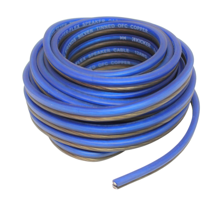 Kicker 12 Gauge 20-Foot Speaker Wire Silver-Tinned Oxygen Free Copper Blue/Clear