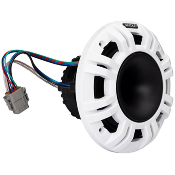 Kicker 6.5" LED Coax Marine Speakers 300W Peak 4Ohm Black White Grills 48KMXL654