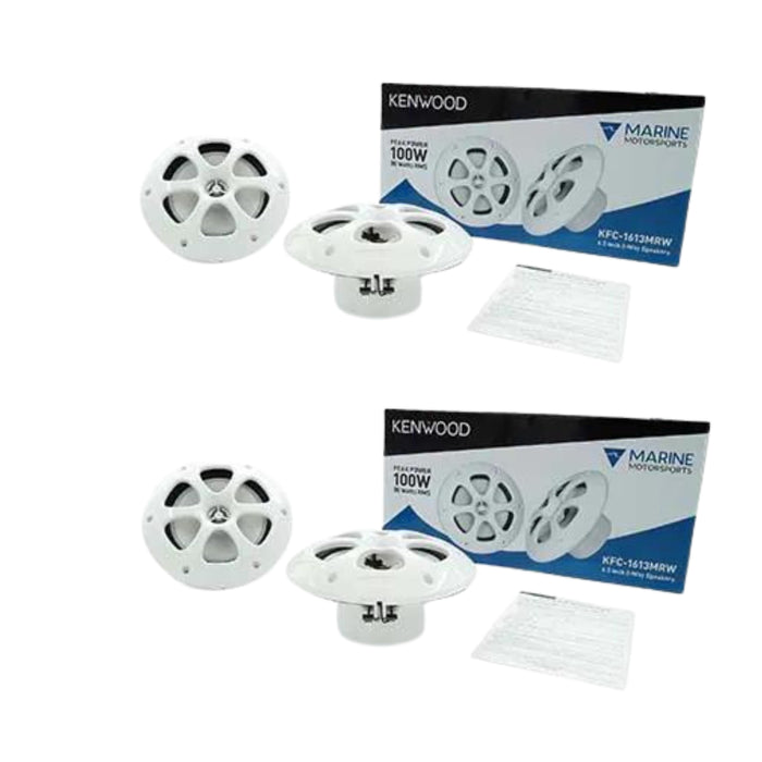 Kenwood Marine Bluetooth Single DIN CD Receiver W/ Four 6.5" Coax Speakers