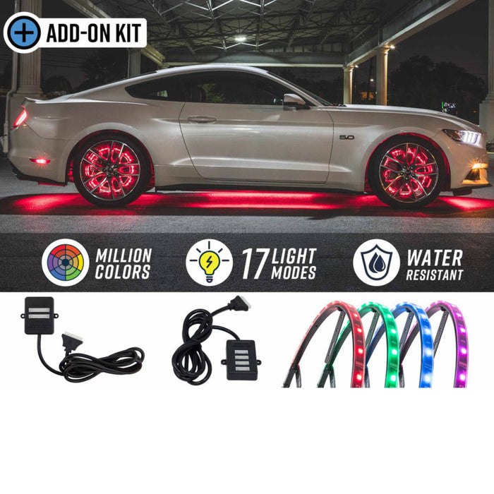 LEDGlow 4pc Million Color 14" Wheel Ring Lighting Add-On for Underbody Kits IP67