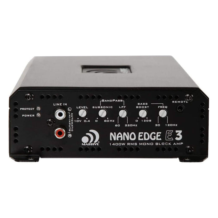 Massive Audio Nano E3 Mono 2800W 1Ohm Amplifier+ 2x 2000W Dual 4Ohm VC Subwoofer
