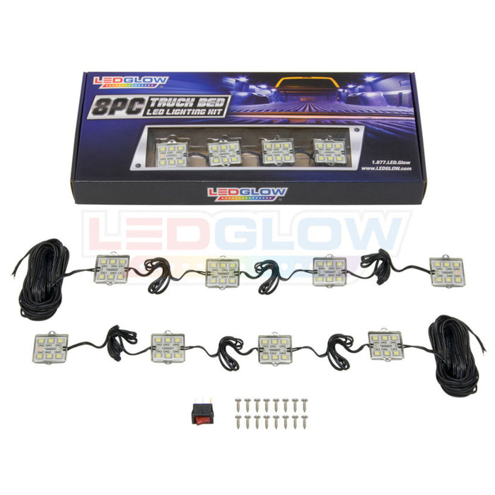 LEDGlow 8pc Ultra-Bright White LED IP67 Waterproof Truck Bed Lighting Kit
