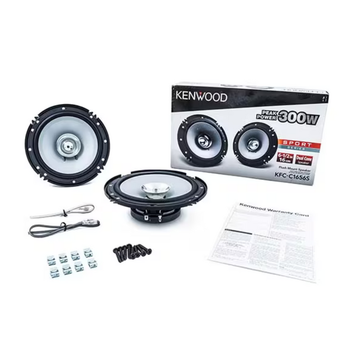 Kenwood 300 Watt 6.5-Inch Dual Cone Stereo Car Audio Speaker Pair KFC-1656S