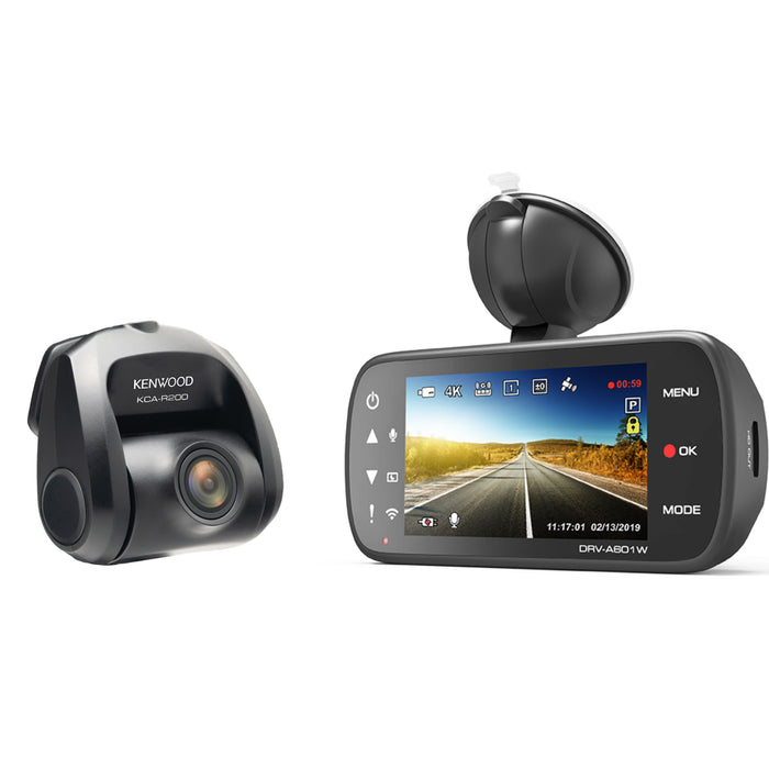 Kenwood 3" 3.7 Megapixel Front & Rear Dash Cam W/ Wireless Link/Built In GPS