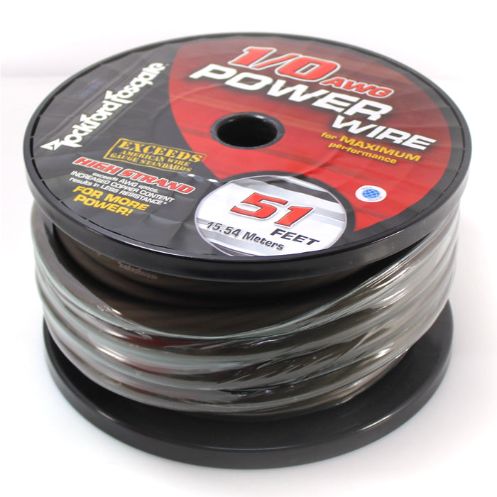 Rockford 1/0 AWG Pure Crystal-OFC Frosted Red/Black Power Ground Wire 10FT Cuts