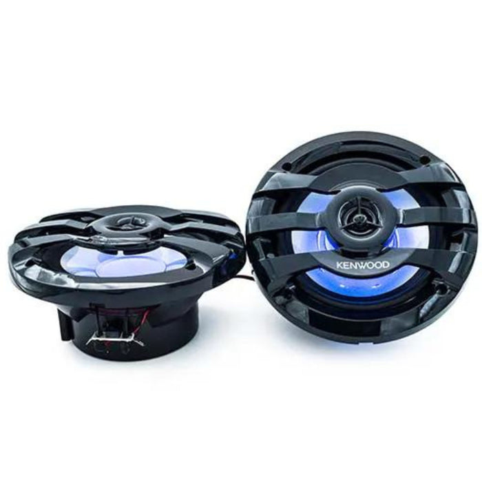 Kenwood Marine Bluetooth Single DIN CD Receiver W/ Pair of 6.5" LED Speakers