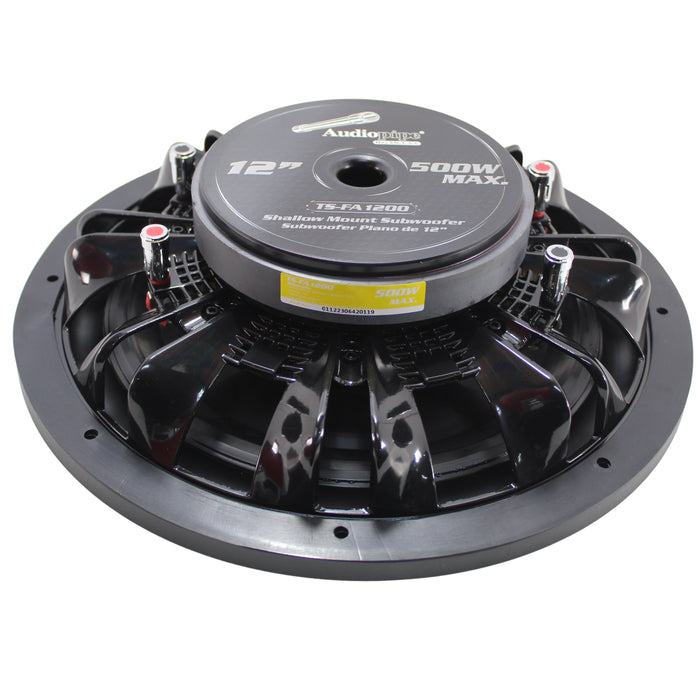 Audiopipe 12" 500W Max Dual Voice Coil 4-Ohm Ultra Shallow Mount Subwoofer