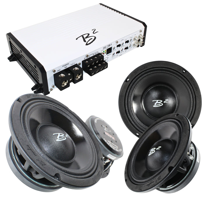 B2 Audio RAGE 4 Channel 2.3k Amplifier W/ 2 8" RAGE8PWR Speaker Sets COMBO-16