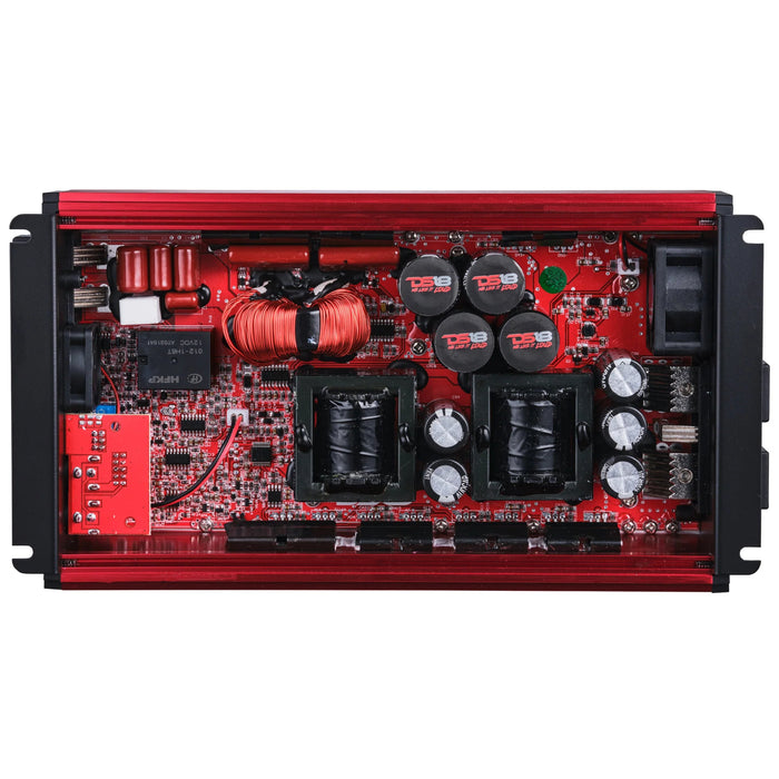 DS18 FRP Monoblock 3500W 1-Ohm Full-Range Class-D Amplifier Red/Blue/Titanium