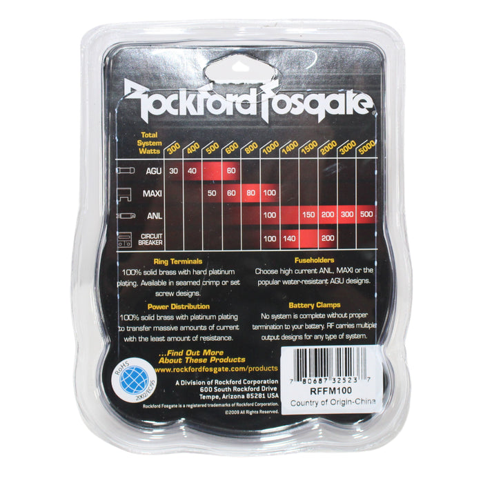 Rockford Fosgate Waterproof Inline AGU Fuse Holder for 4 AWG or 8 AWG RFFAGU