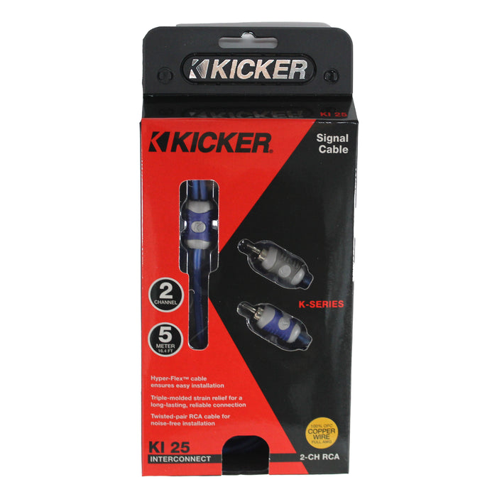 Kicker 2 Channel Silver-Tinned OFC Interconnect Cable (RCA) 16.25ft / 5m 46KI25