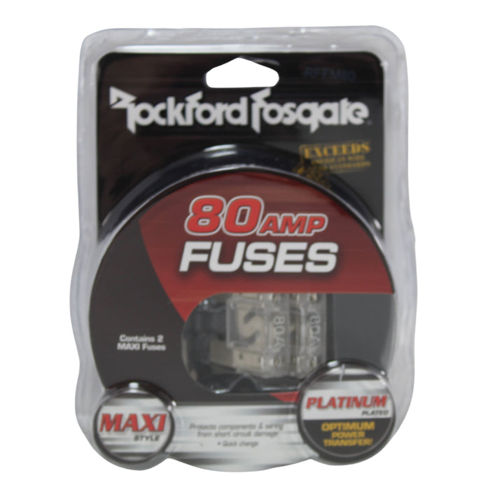 Rockford Fosgate 80 Amp MAXI Fuse Platinum Finish (2-Pack) RFFM80