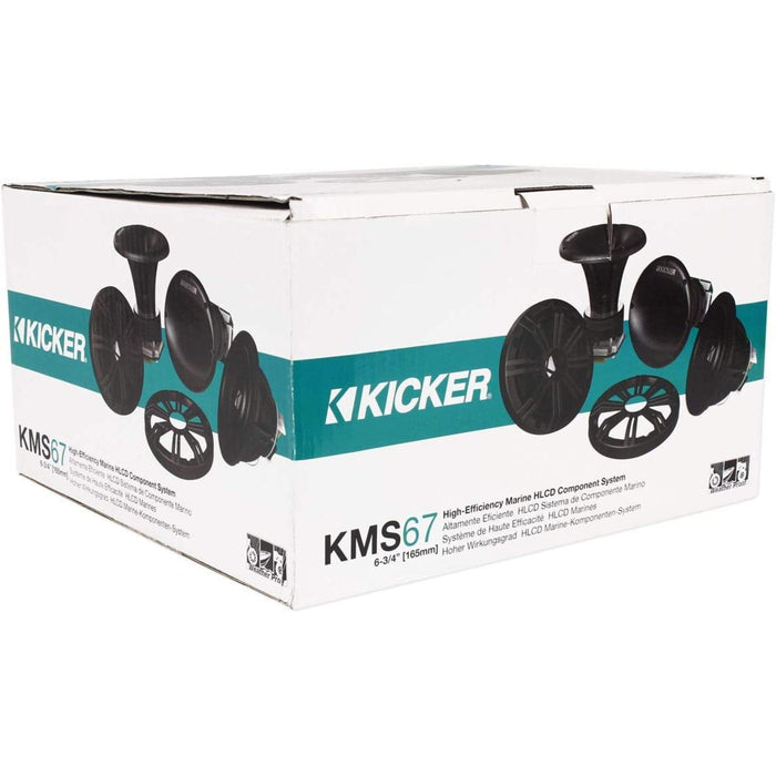 Kicker 6.75" 400W 4Ohm Marine HLCD Component Speakers & Horn Tweeters 41KMS674C