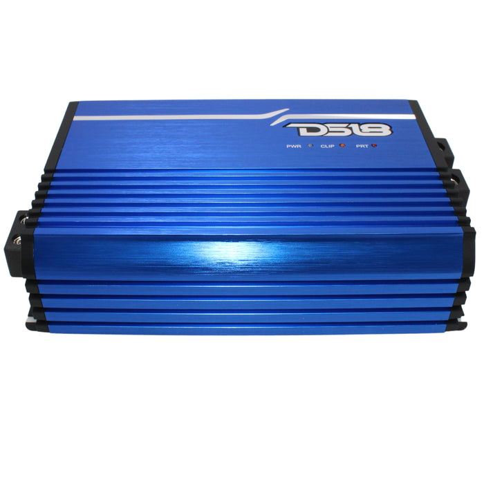 DS18 FRP Monoblock 2500W 1-Ohm Full-Range Class-D Compact Blue Amplifier