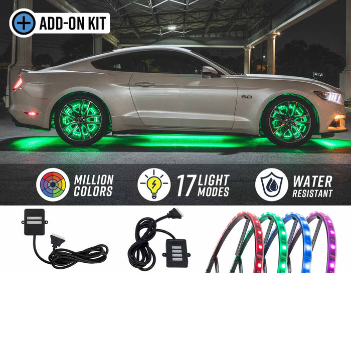 LEDGlow 4pc Million Color 15.5" Wheel Ring Lighting Add-On for Underbody Kits