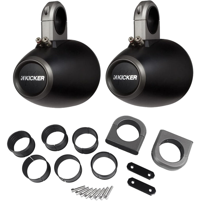 Kicker Pair of Black 6.5" Marine Wakeboard Tower Speaker Enclosures 12KMTES