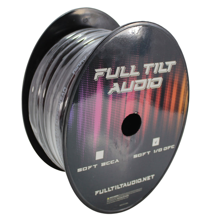 Full Tilt Audio 1/0 Gauge Tinned Oxygen Free Copper OFC Power/Ground Wire Black Lot