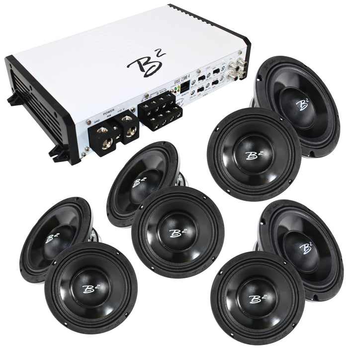 B2 Audio RAGE 4 Channel 2.3k 2 Ohm Amplifier W/ 4 RAGE8PWR Sets