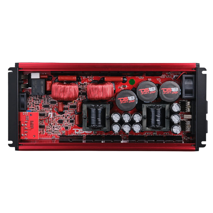 DS18 FRP Monoblock 5000W 1-Ohm Full-Range Class-D Amplifiers Red/Blue/Titanium