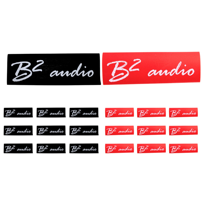 B2 Audio 20 Pack of 4 Gauge Red & Black Heat Shrink with B2 Audio Logo
