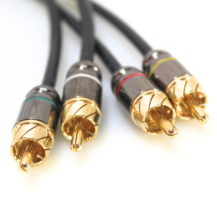 Full Tilt Audio HQ 1.5 Foot 4-Channel RCA Cable Gold Plated Connectors