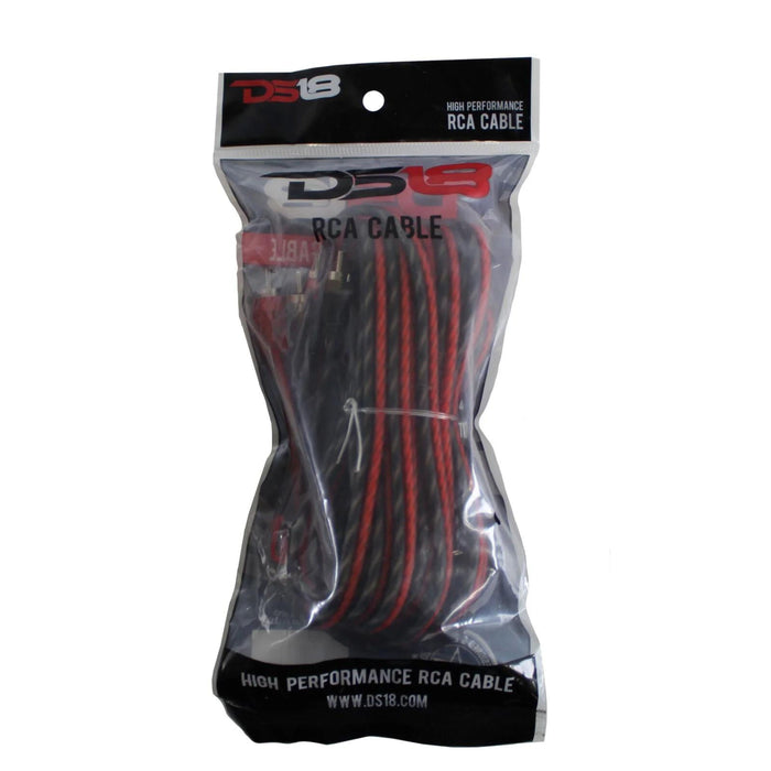 DS18 RCA20FT 20 ft 2 Channel Shielded Twisted RCA Red Audio Amp Cables