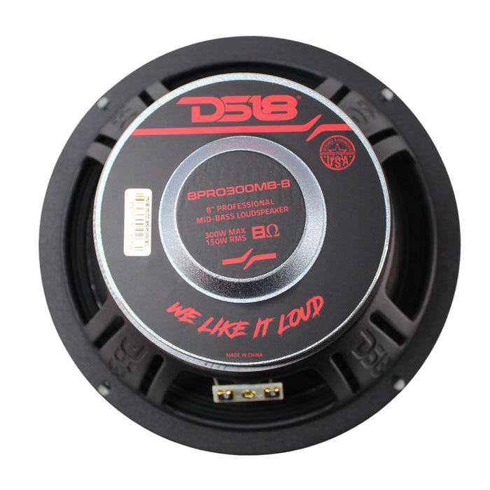 DS18 8" Pro Audio Speaker Mid-Bass Loudspeaker 8 Ohm 300W Peak Ferrite Magnet
