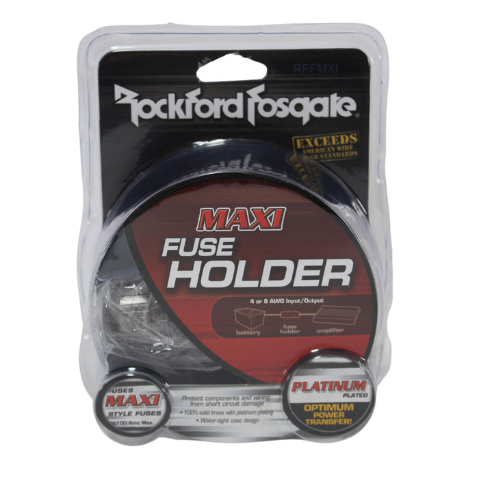 Rockford Fosgate Inline MAXI Fuse Holder for 4AWG or 8AWG Platinum Finish RFFMXI