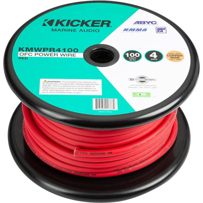 Kicker Marine 4 Gauge Tinned OFC Oxygen Free Copper Power/Ground Wire Red Lot