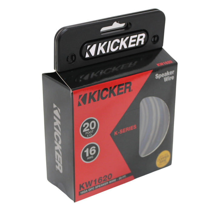 Kicker 16 Gauge 20-Foot Speaker Wire Silver-Tinned Oxygen Free Copper Blue/Clear
