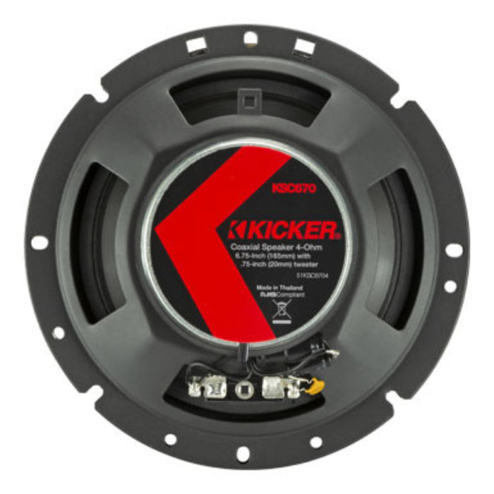 Kicker KS Series Pair of 6.75" 2-Way 100 Watts 4 Ohm Coaxial Speakers 51KSC6704