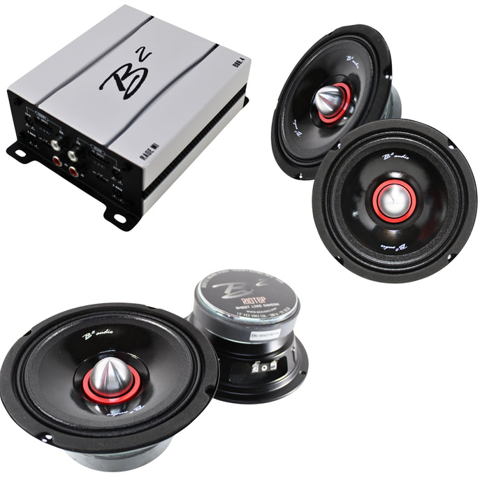 B2 Audio RAGE 4 Channel 800W Amplifier W/ 2 RIOT6P Speaker Sets COMBO-17