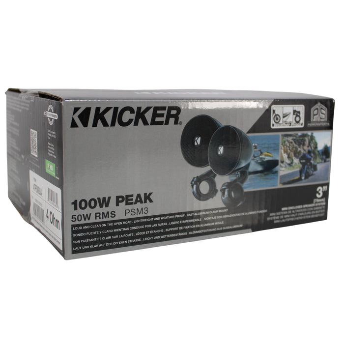 Kicker Mini Enclosed Weather Proof Speaker Pair, 3-Inch 4 Ohm 100W Peak 47PSMB34