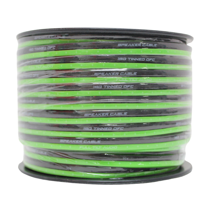 Full Tilt Audio 16GA Tinned Oxygen Free Copper Speaker Wire Lime Green/Black Lot