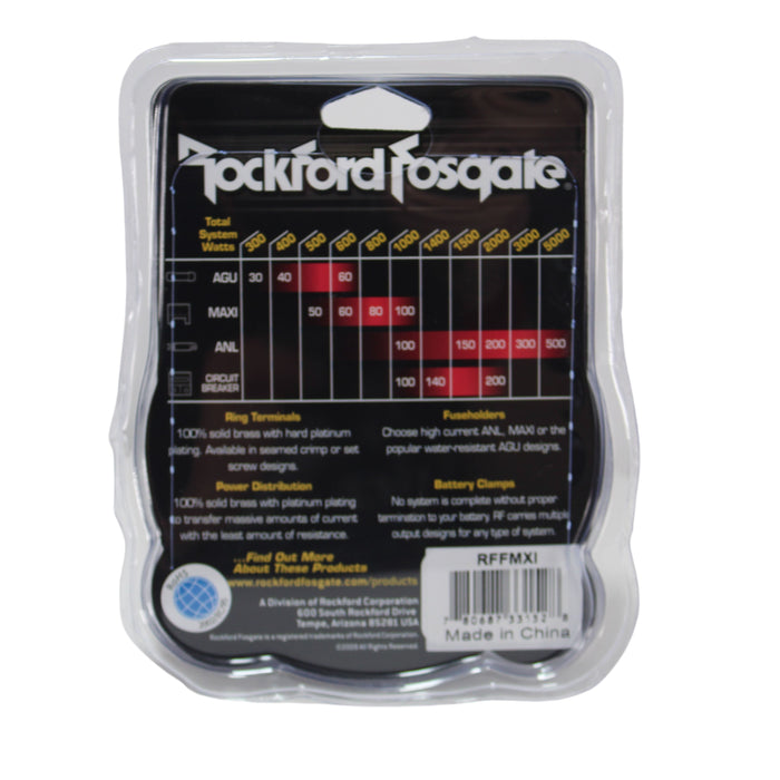 Rockford Fosgate Inline MAXI Fuse Holder for 4AWG or 8AWG Platinum Finish RFFMXI